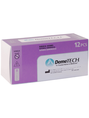 Demetech DemeCRYL Absorbable Suture 4/0 19mm 3/8 RC 70cm Box/12