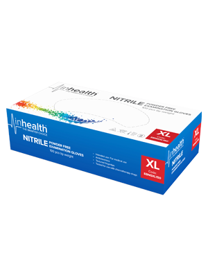 inhealth Examination Gloves Nitrile Powder Free Extra Large