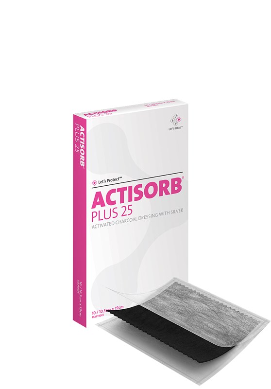 Actisorb™ Plus 25 Activated Charcoal Dressing with Silver 19x10.5cm - Box/10