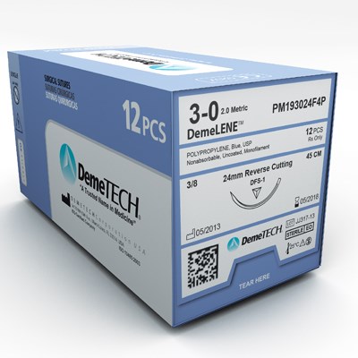 DEMELENE POLY SUTURE 4/0 24MM 3/8C R/C 75CM 12S